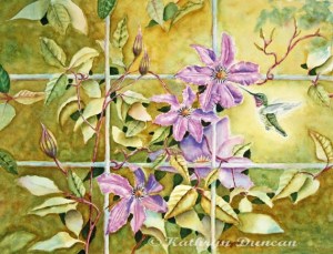 Hummingbird and Clematis